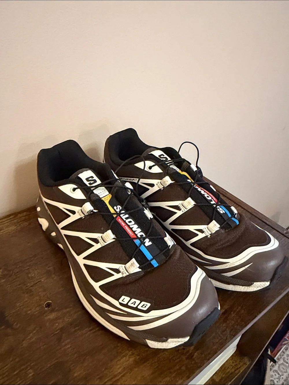 Salomon Brown White and Black Sneakers